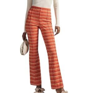 Maeve The Margot Kick Flare Cropped Orange Plaid Pants size XSP Petite